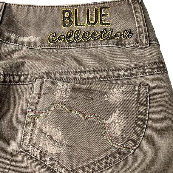 RARE BLUE COLLECTION Straight Button Fly Distressed Jeans Brown Size 29 Waist - Picture 11 of 16